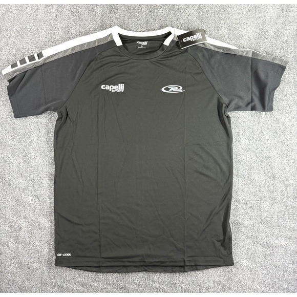 Capelli Sport Other - Capelli Sport Mens XL CS-COOL Soccer Training Jersey Black Grey White Stripe NWT